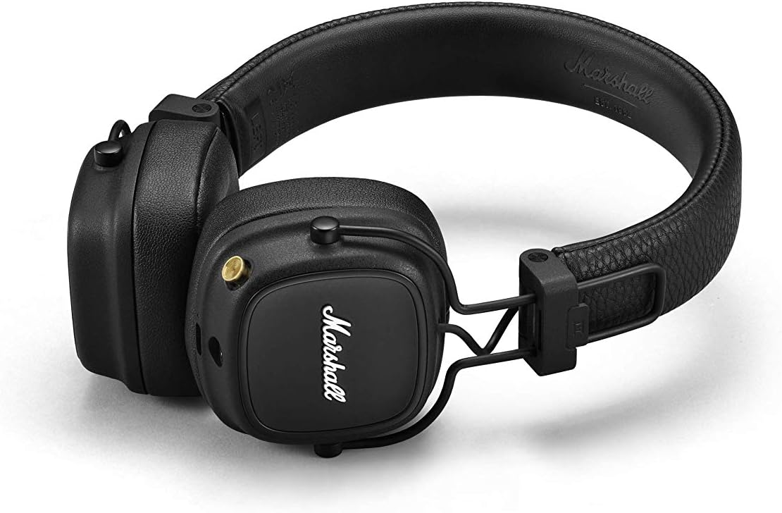 Marshall Major Wireless Headphones Bluetooth (Black) 80+ HOURSE OF WIRELESS PLAY TIME