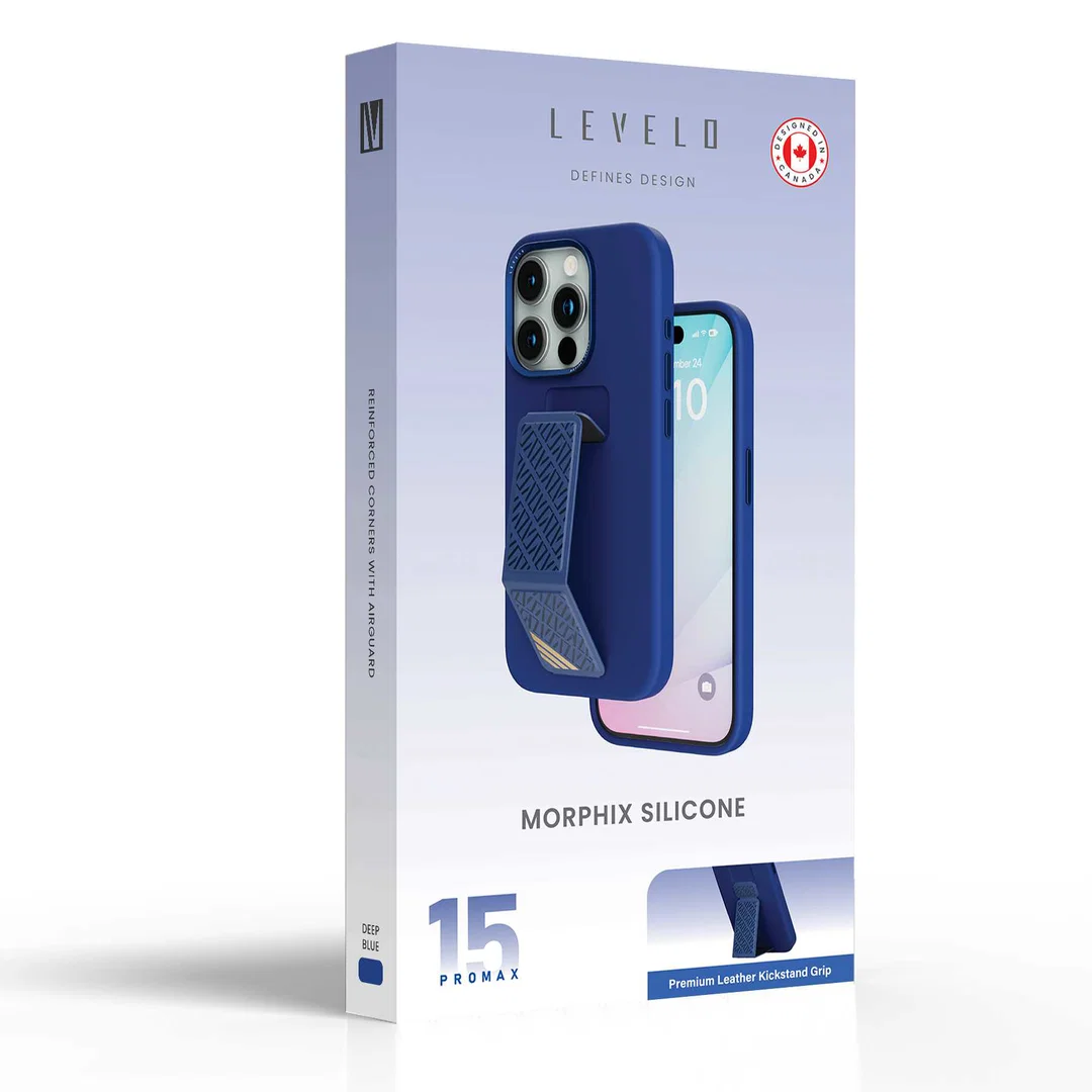 Levelo Morphix Silicone Case With Silicone Grip For iPhone 15 Pro - Deep Blue