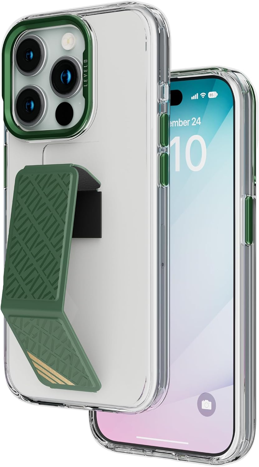 Levelo Morphix Clara Grip Case For iPhone 15 Pro - Green