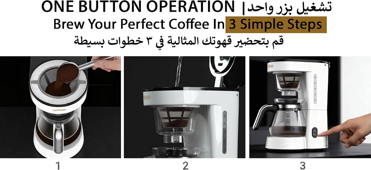 LePresso Transparent Drip Coffee Machine BS plug 0.75L - White