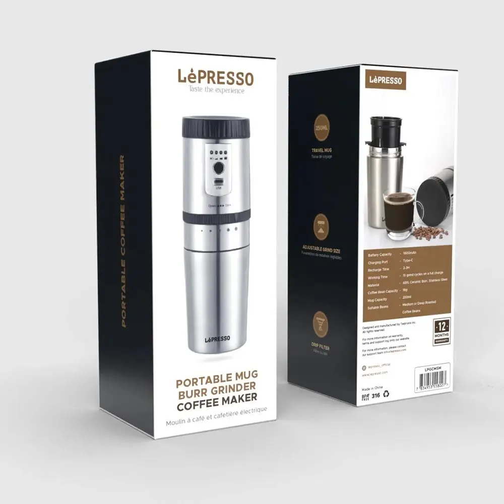 Lepresso Portable Mini Grinding and Coffee Maker With Stainless Steel Mug