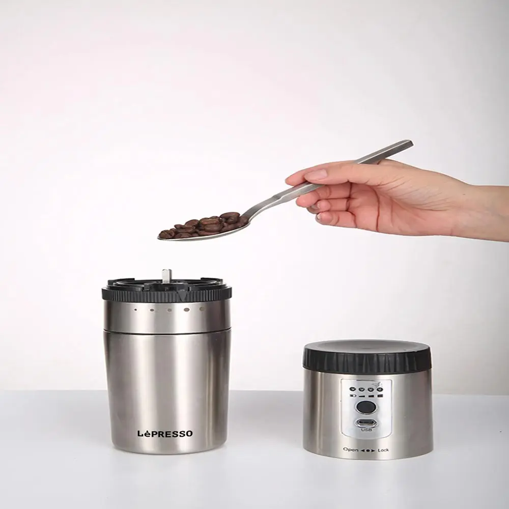 Lepresso Portable Mini Grinding and Coffee Maker With Stainless Steel Mug