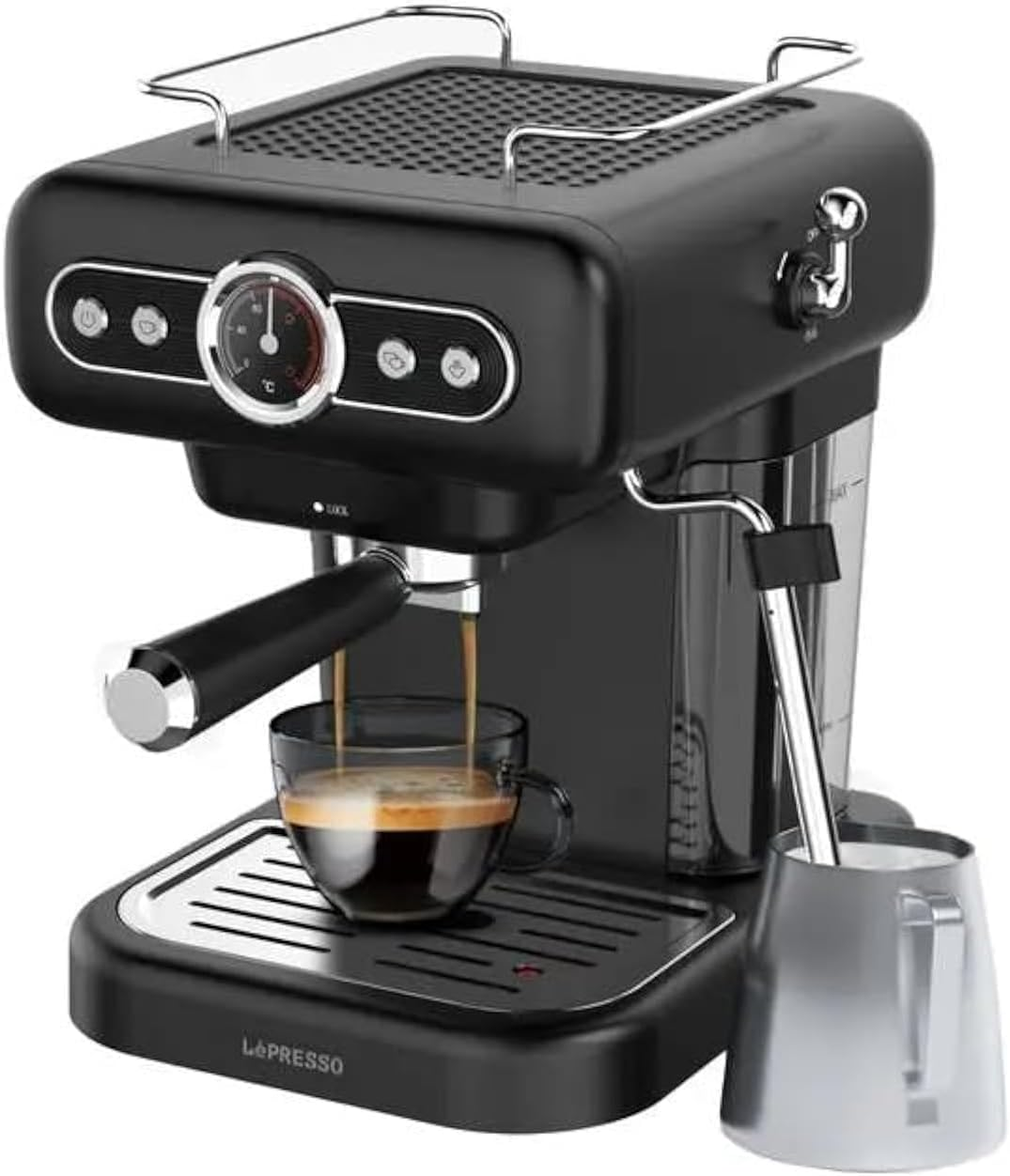 LePresso Retro Coffee Machine with 15 bar ULKA pumb 1.2L - Black