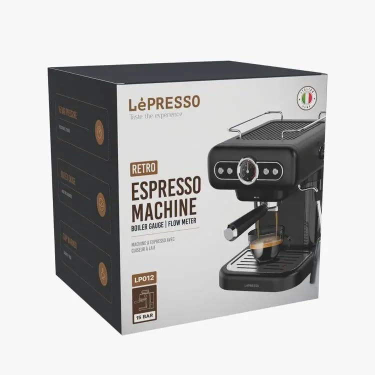 LePresso Retro Coffee Machine with 15 bar ULKA pumb 1.2L - Black