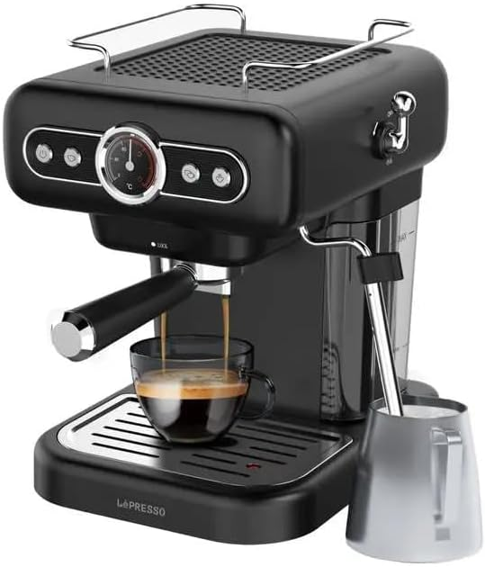 LePresso Retro Coffee Machine with 15 bar ULKA pumb 1.2L - Black