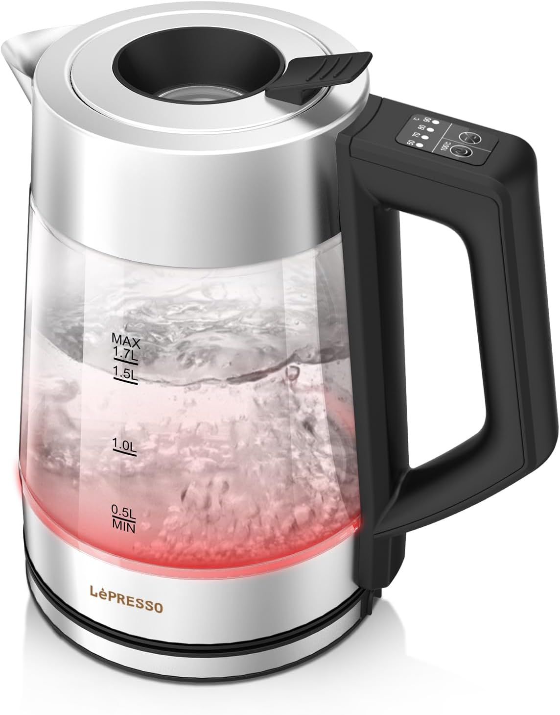 LePresso ThermoGlass 1.7L Glass Kettle 2200W - Black