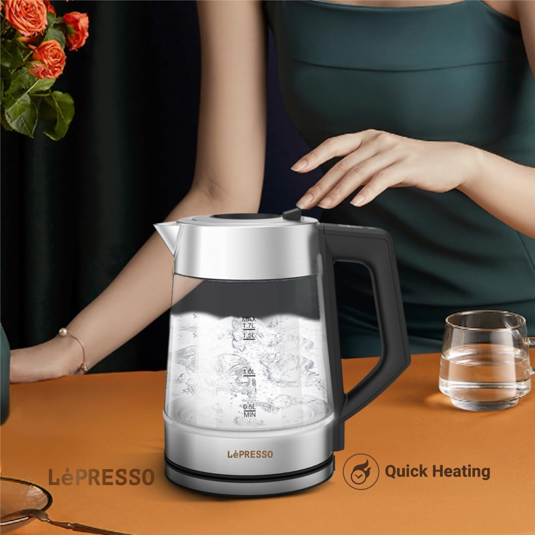 LePresso ThermoGlass 1.7L Glass Kettle 2200W - Black