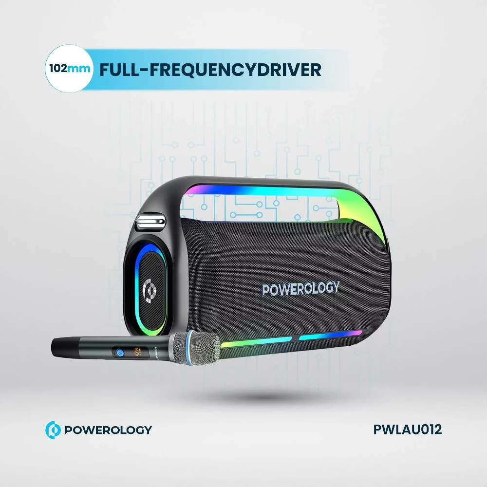 Powerology Deep Bass TWS Karaoke Speaker 150W with Mic and Remote