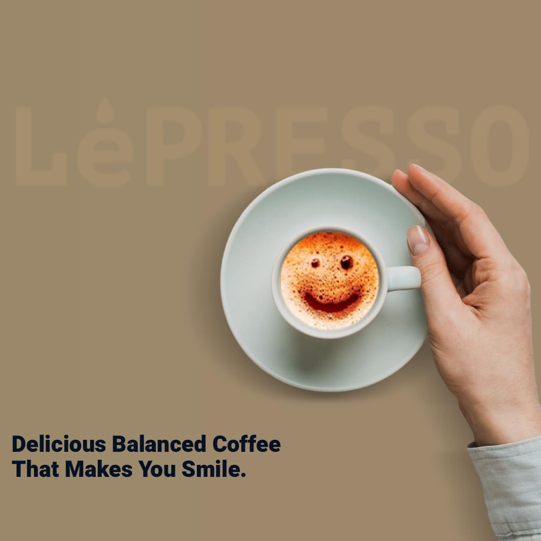 Lepresso Noir Intenso 20 Bar Coffee Machine with 500ml Water Capacity and Cupsule Storage - Black