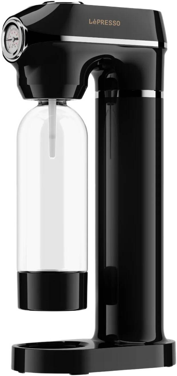 Lepresso Carbonator Sparkling Water Maker 1L with Pressure Meter - Black
