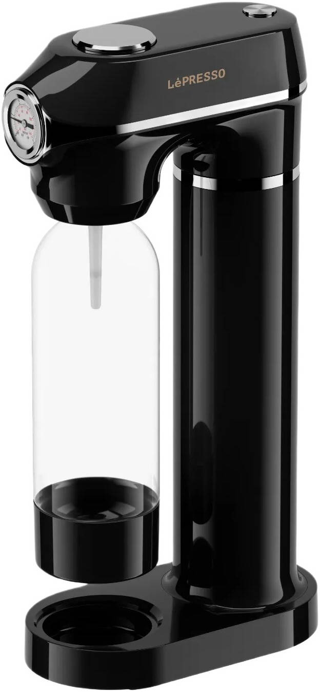 Lepresso Carbonator Sparkling Water Maker 1L with Pressure Meter - Black