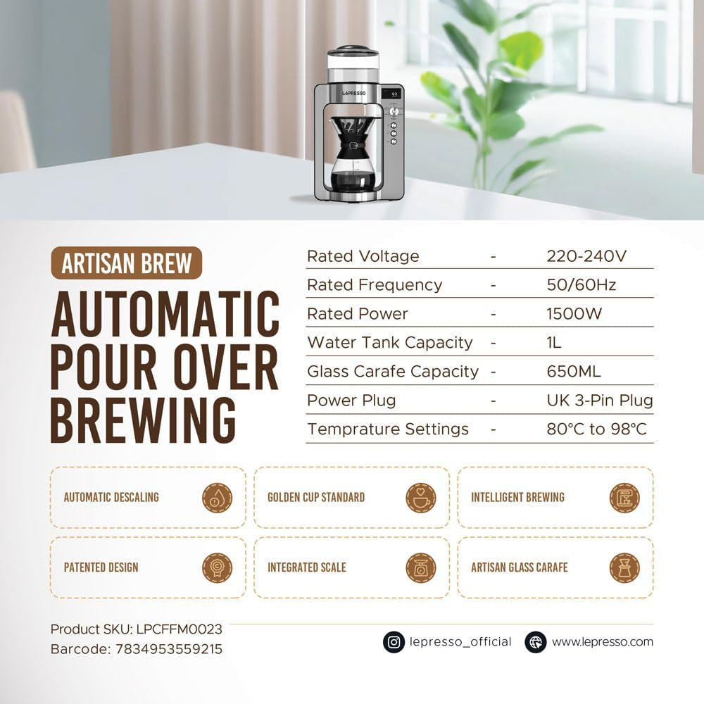 Lepresso Artisan Brew Automatic Pour over Brewing - Black