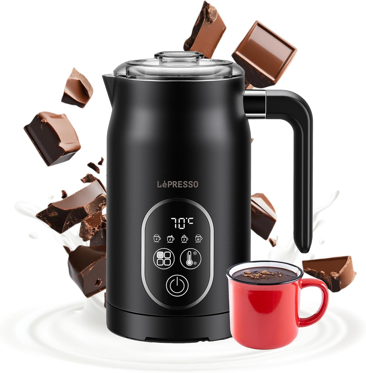 Lepresso Four Froth 500W Electric Multifunction Milk Frother - Black