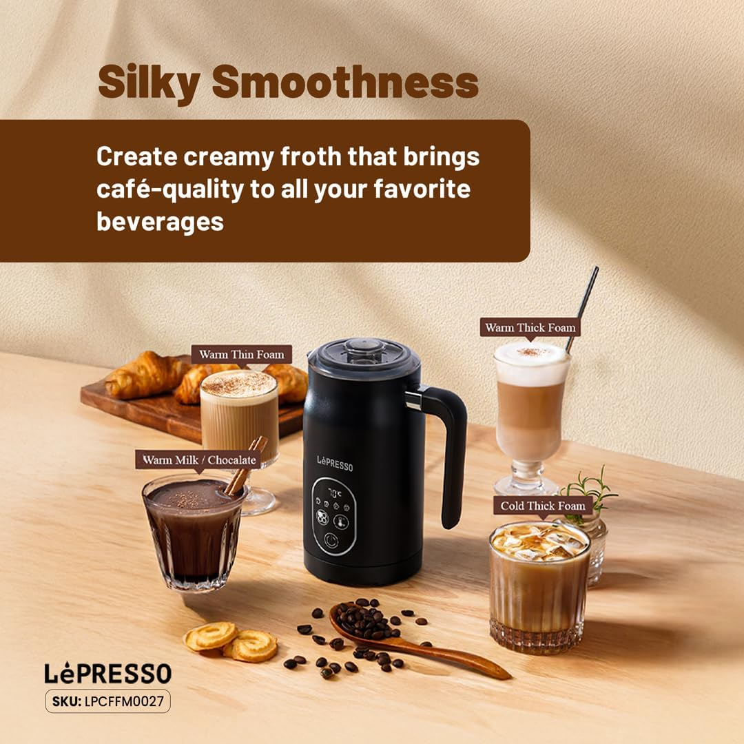 Lepresso Four Froth 500W Electric Multifunction Milk Frother - Black