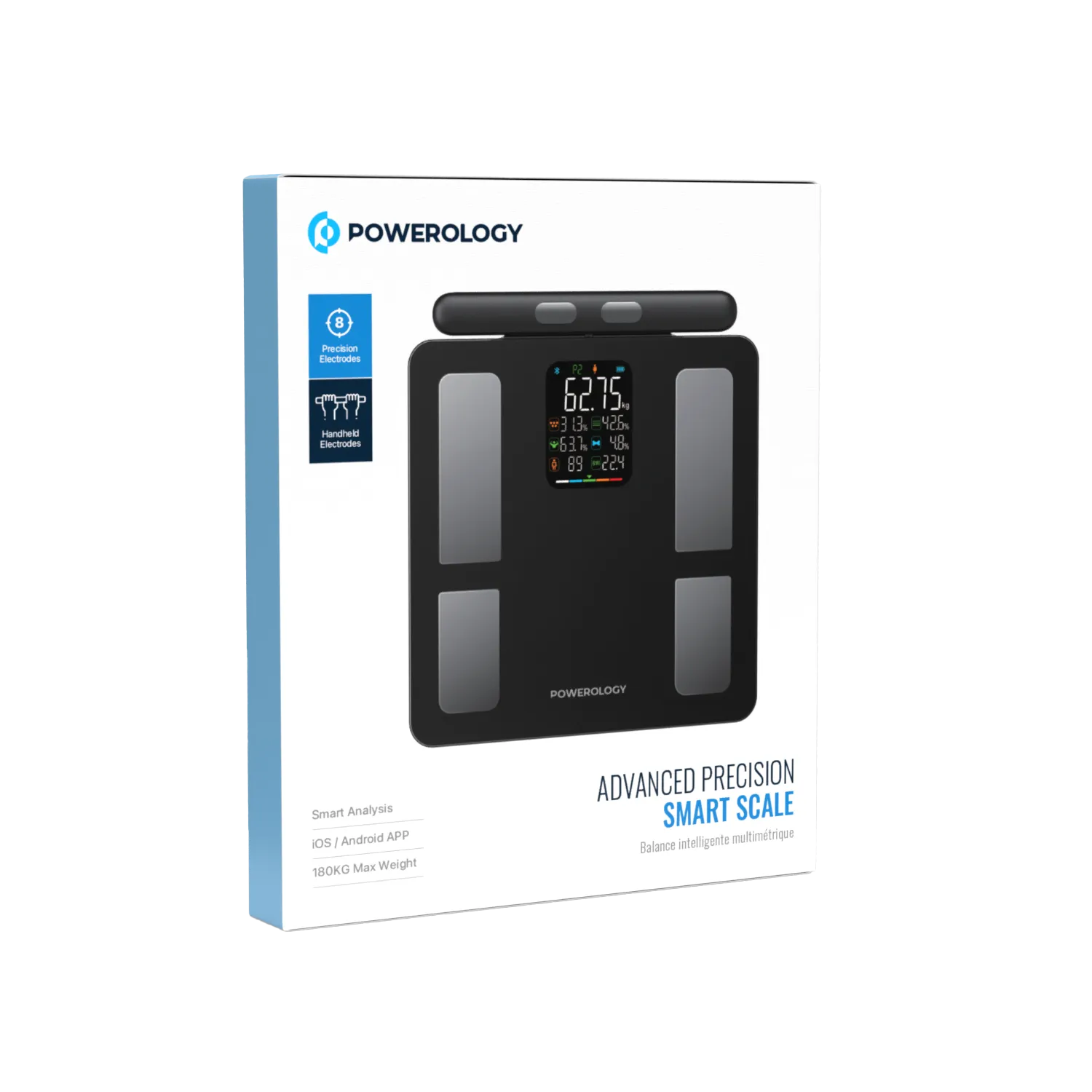 Powerology Advanced Precision 8-Electrode Smart Body Analyzer with Digital Screen Display