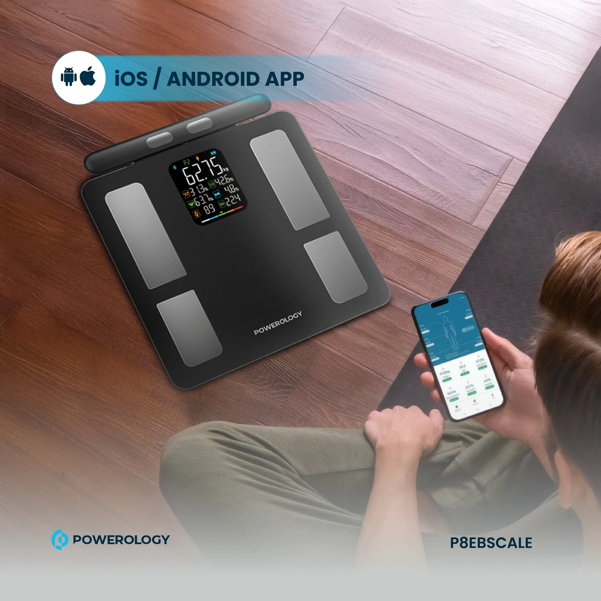 Powerology Advanced Precision 8-Electrode Smart Body Analyzer with Digital Screen Display