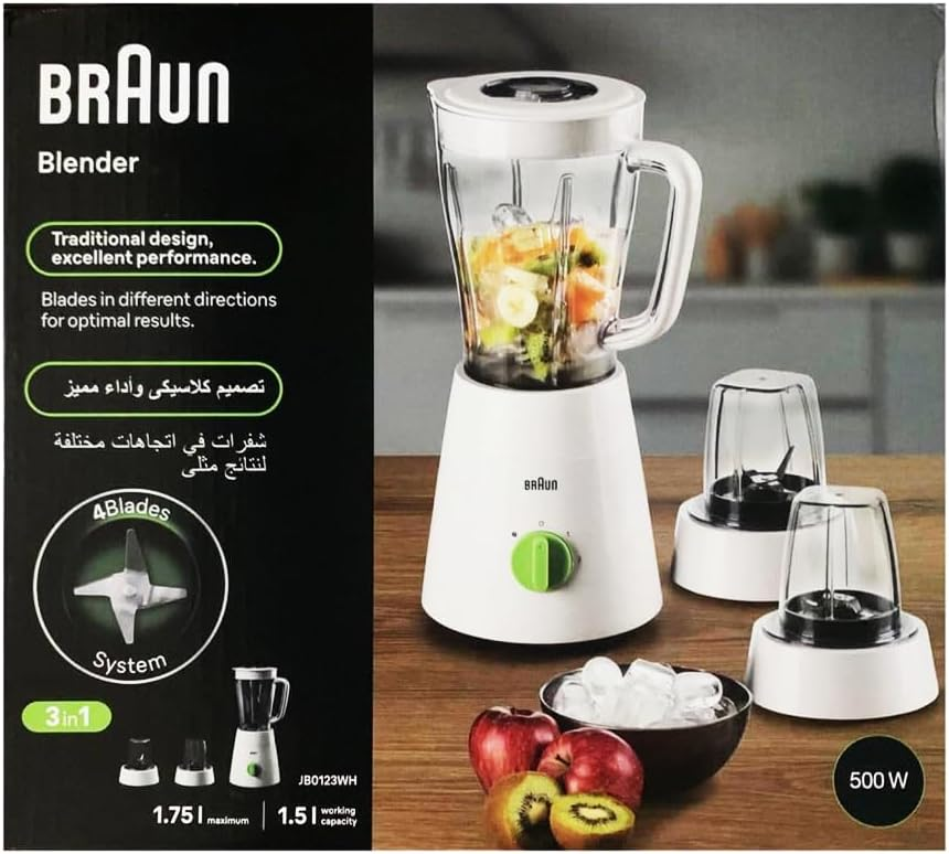 Braun PowerBlend 1 Jug Blender 500W 1.5 L Capacity TriAction Technology JB 0123