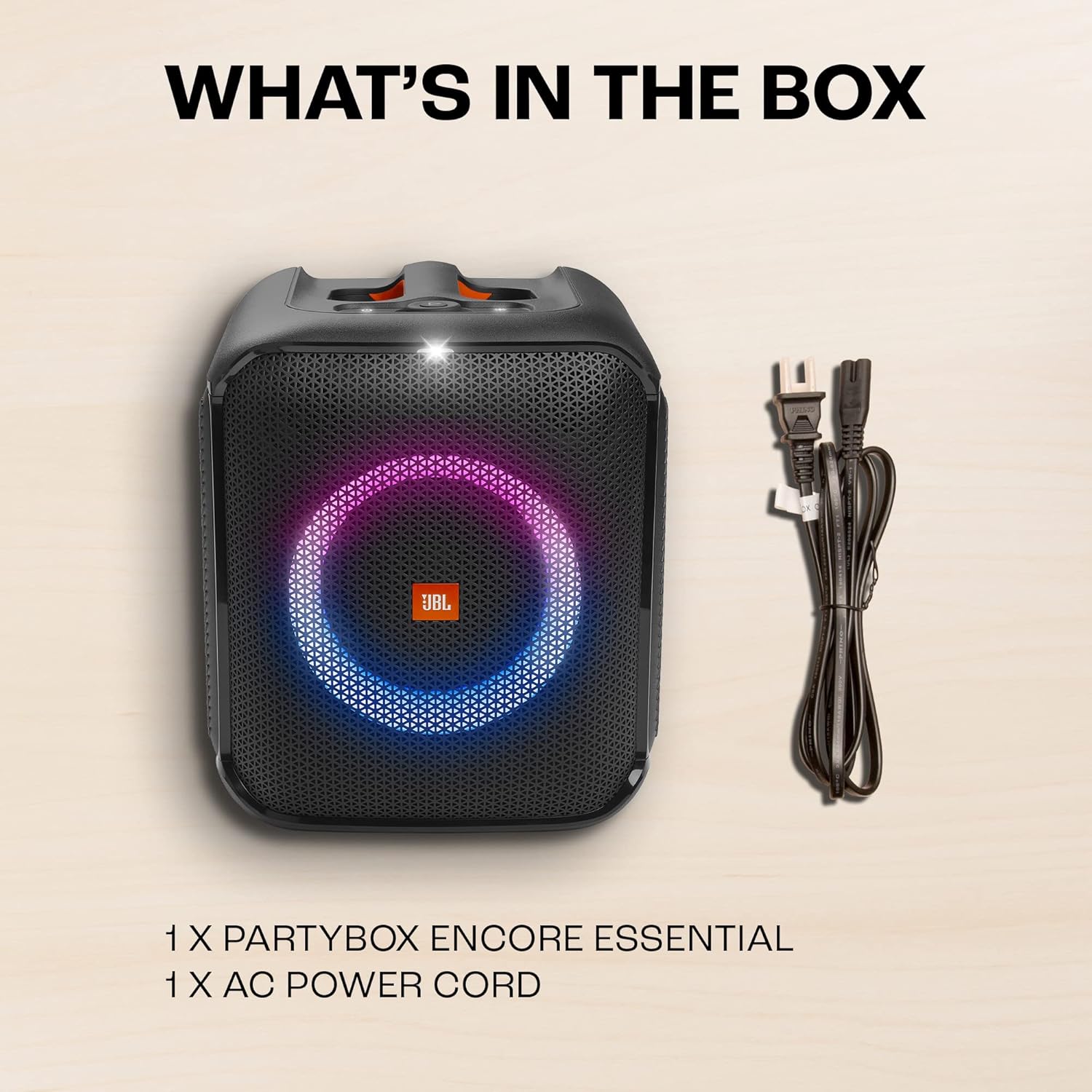 سماعة JBL PartyBox Encore Essential المحمولة للحفلات بتقنية Bluetooth وقدرة 100W – أسود