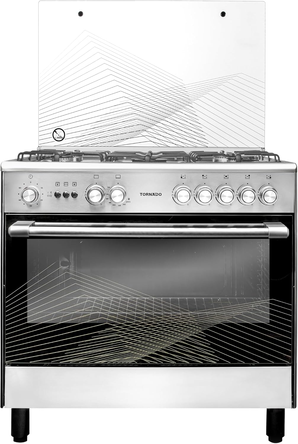 Tornado 90X60Cm Freestanding Cooker Full Gas Cooking Range With 5 Burners, Automatic Ignition & Full Safety 9T10Brc1X01Sg