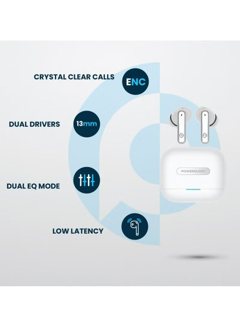 Powerology سماعة أذن Hybrid ANC+ENC 6Mic