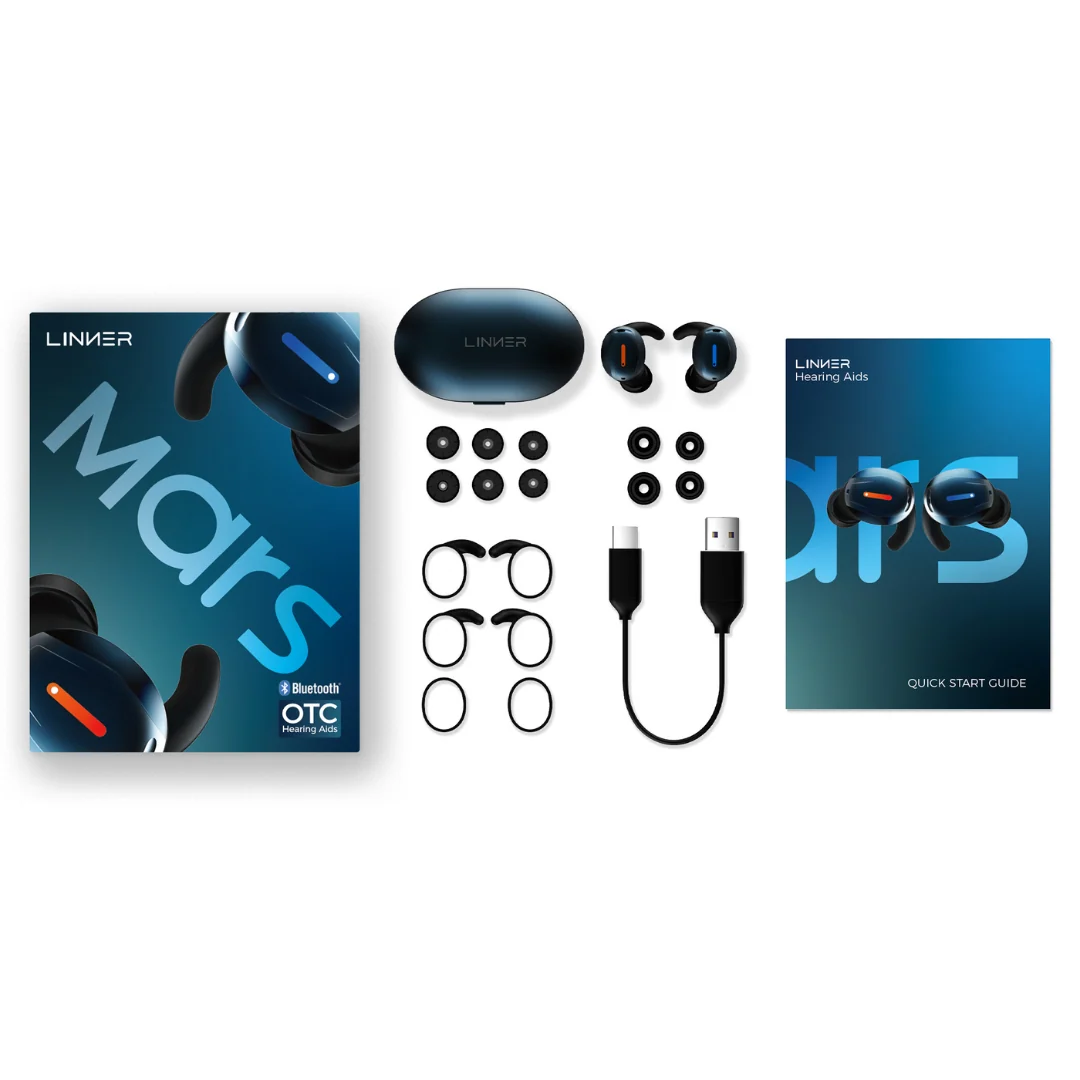 LINNER Mars OTC Hearing Aids with Noise&Feedback Model - B310