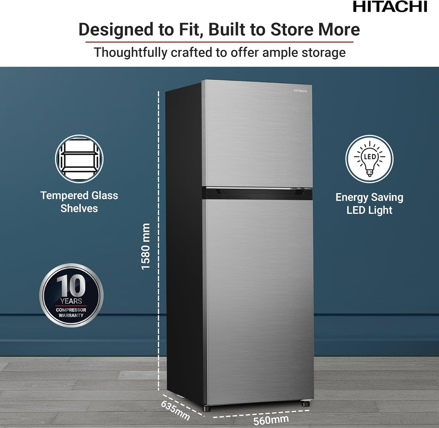 HITACHI Top Mount Refrigerator HRTN5255MF 240L