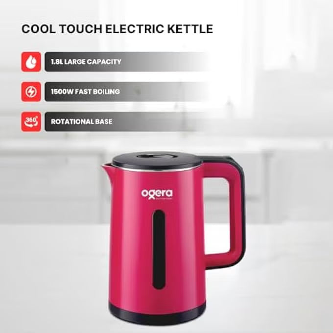 OGERA OG1507EK COOL TOUCH ELECTRIC KETTLE 1.8L Capacity 1500W Fast Boil Double-Layer Cool Touch Body