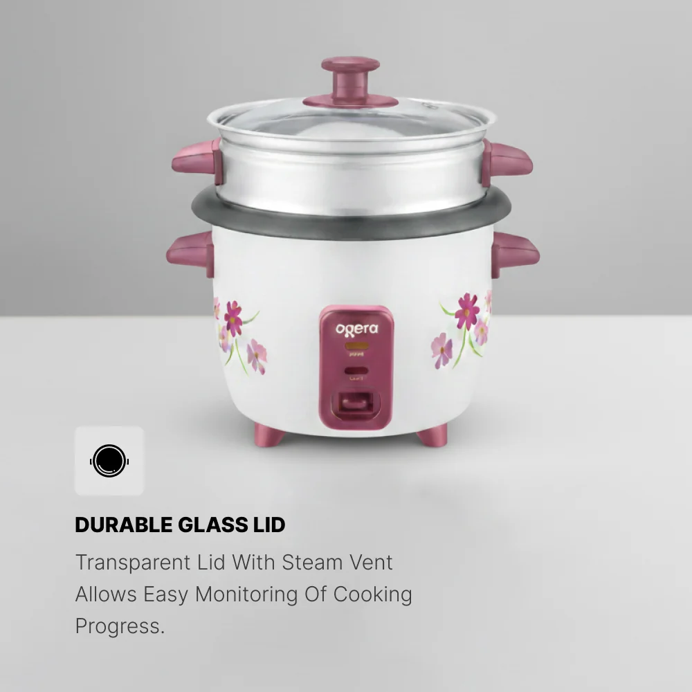 Ogera Rice Cooker 1L Capacity Non-Stick Inner Pot Auto Cook and Keep Warm Function OG9502RC