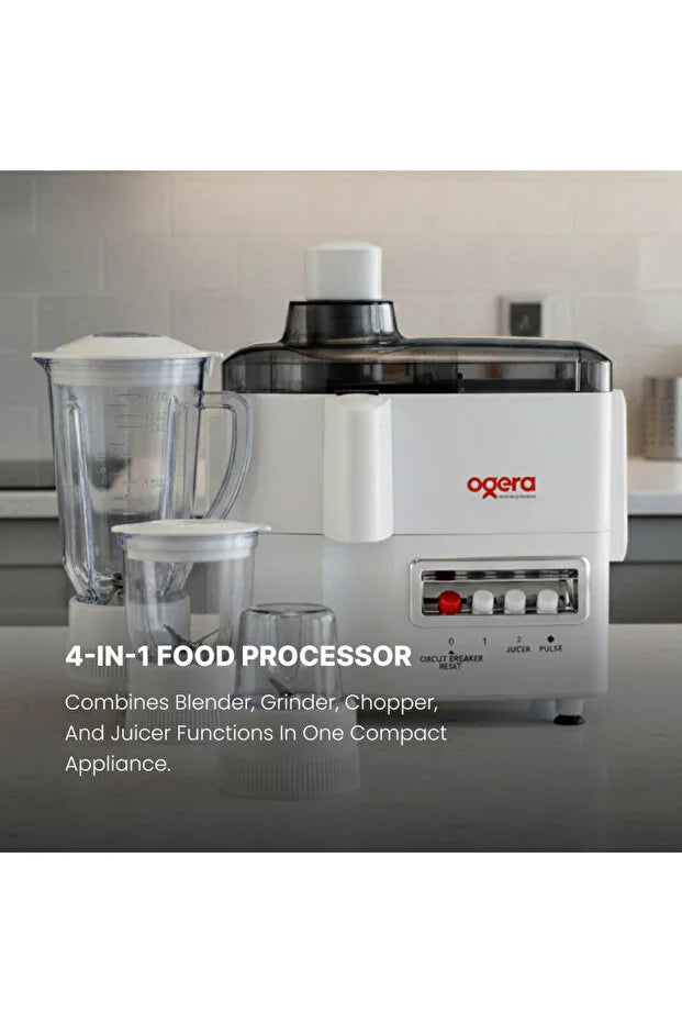 Ogera OG5101BR 4-in-1 Food Processor 650W Appliance with Blender Grinder Chopper