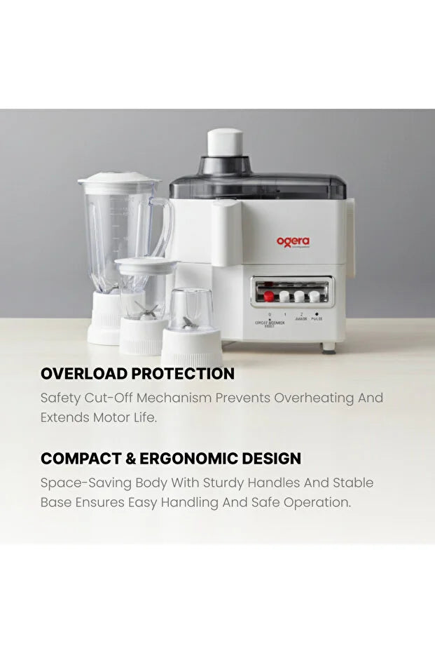 Ogera OG5101BR 4-in-1 Food Processor 650W Appliance with Blender Grinder Chopper