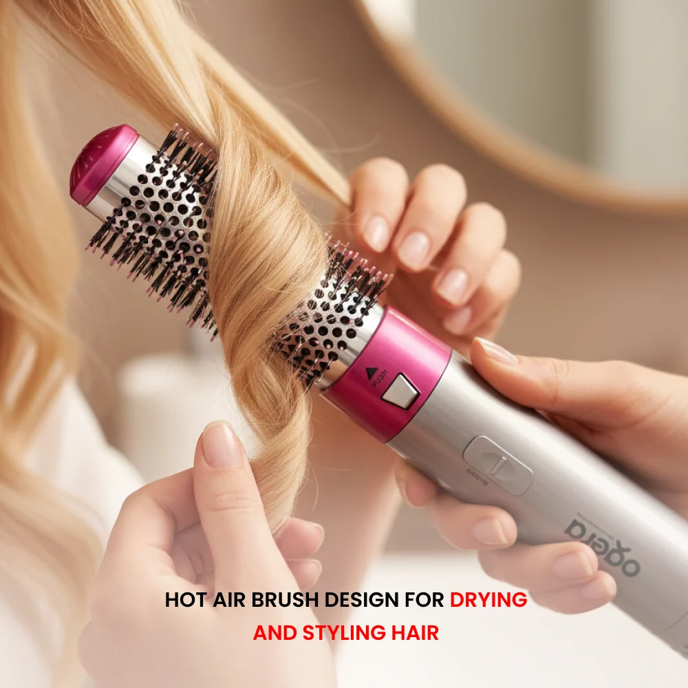 Ogera Hair Styler 3 in 1 Set with Detachable Heads Hot Air Brush 1000W OG2401HS Grey & Pink