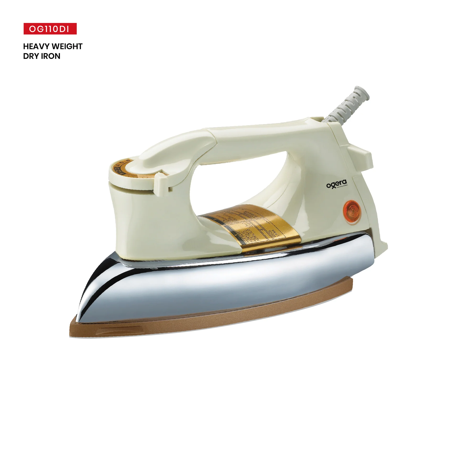 OGERA OG110DI HEAVY WEIGHT DRY IRON 2.25kg Non-Stick Soleplate