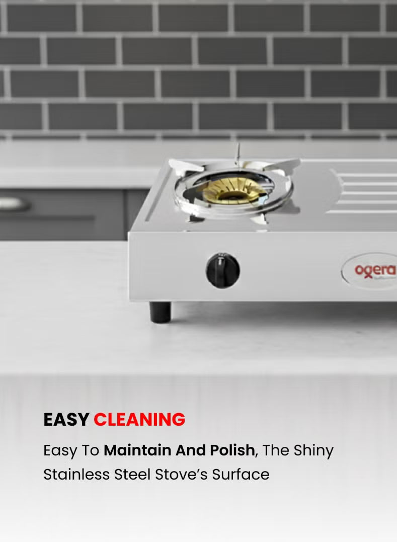 Ogera Stainless Steel Double Gas Burner Stove 2 High-Efficiency Burners Low Gas Consumption OG3012GC