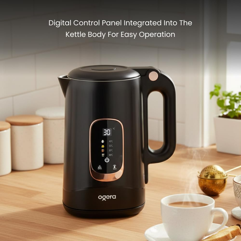 Ogera 1.8L Electric Kettle with Digital Temperature Display Auto ShutOff & BoilDry OG1512EK