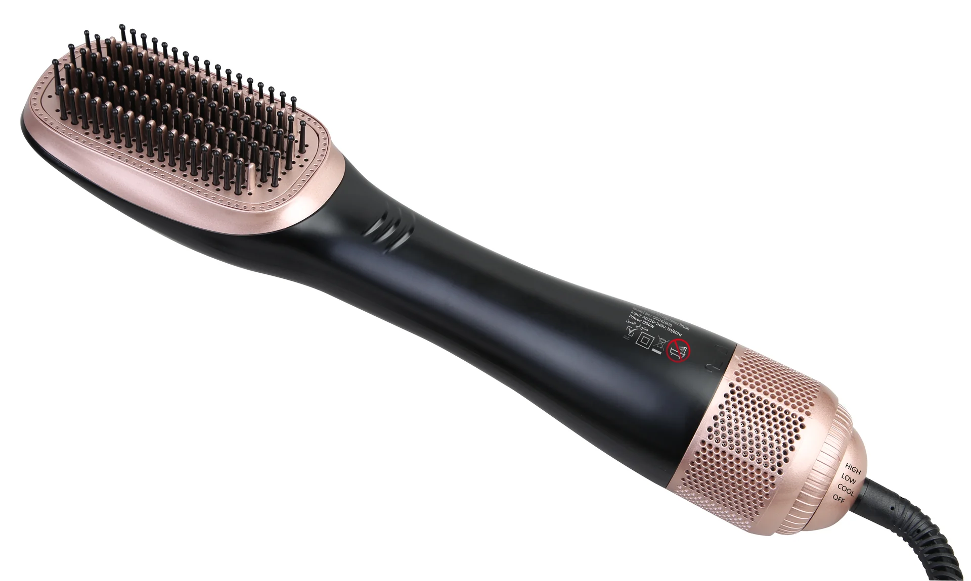 Ogera Hot Air Hair Straightening Brush Fast & Smooth Styling Ergonomic Design Suitable for All Hair OG2420HB Black
