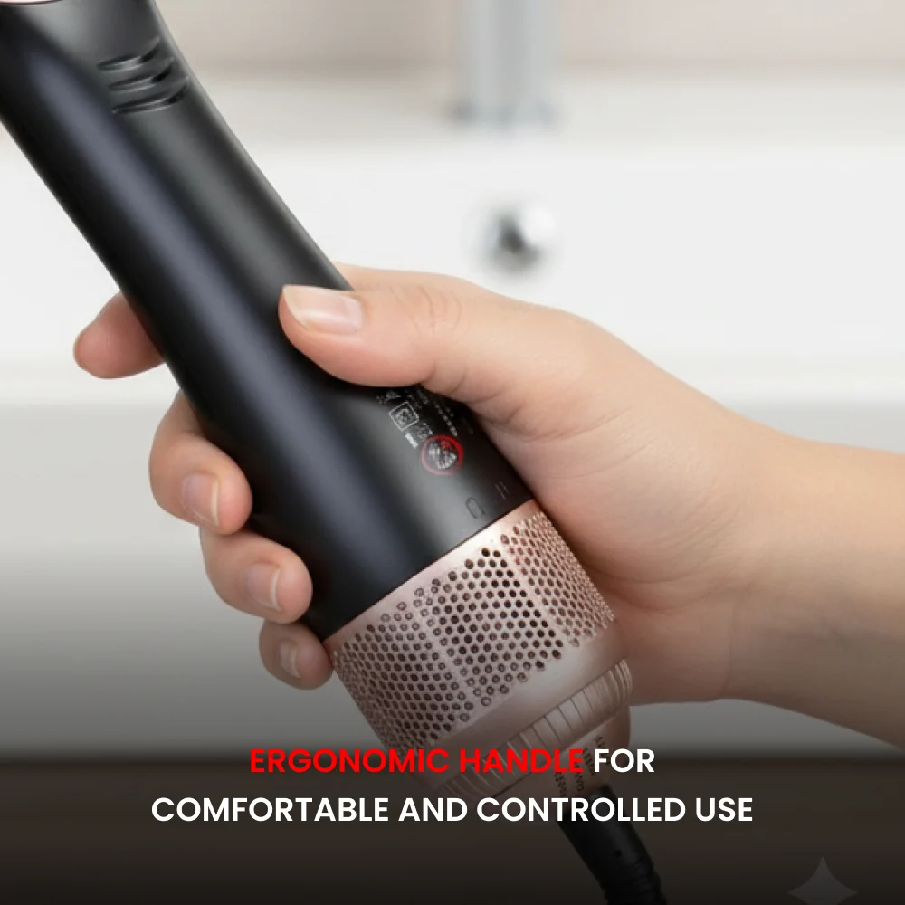 Ogera Hot Air Hair Straightening Brush Fast & Smooth Styling Ergonomic Design Suitable for All Hair OG2420HB Black