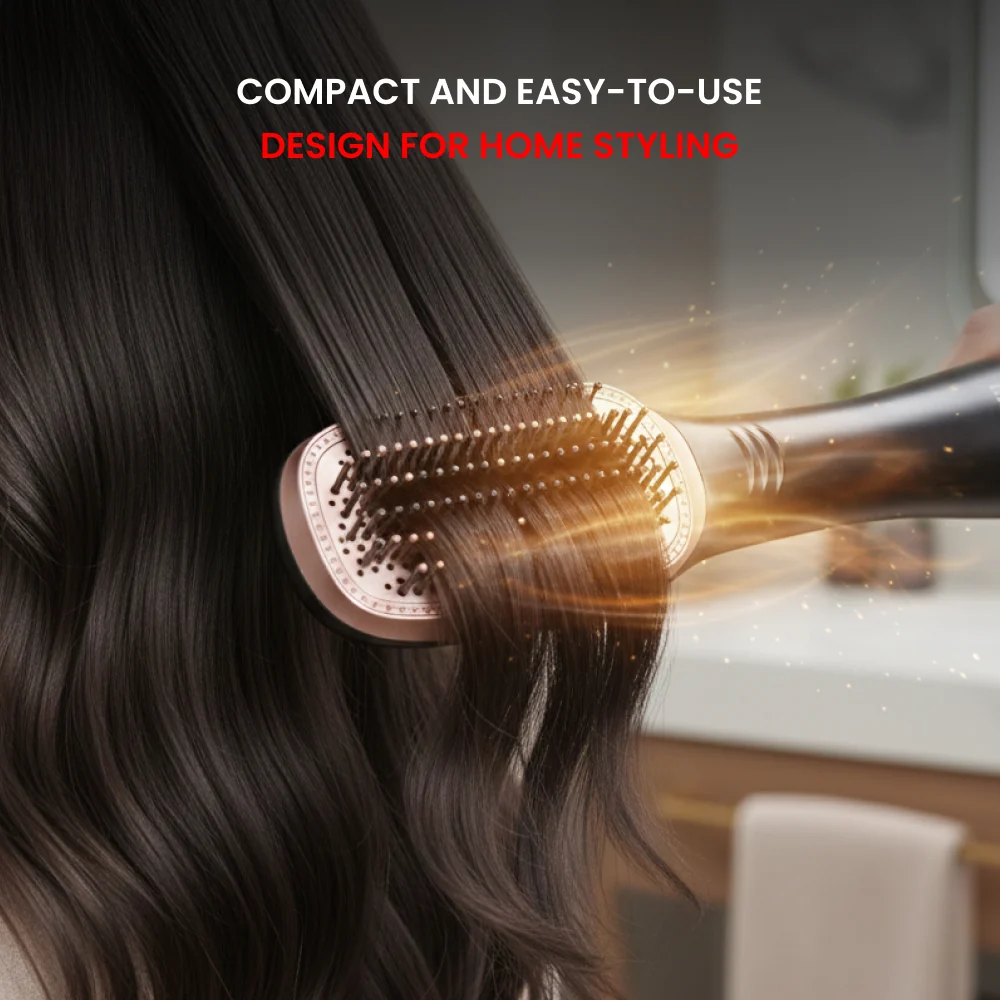 Ogera Hot Air Hair Straightening Brush Fast & Smooth Styling Ergonomic Design Suitable for All Hair OG2420HB Black