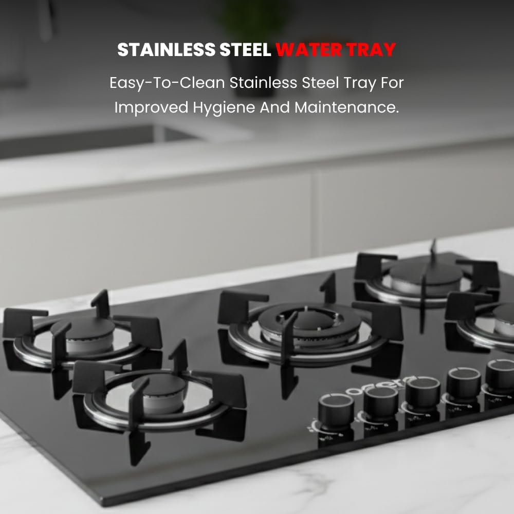 Ogera 5-in-1 Built-In Gas Hob OG3021GC | 5 Burner Auto Ignition Gas Stove