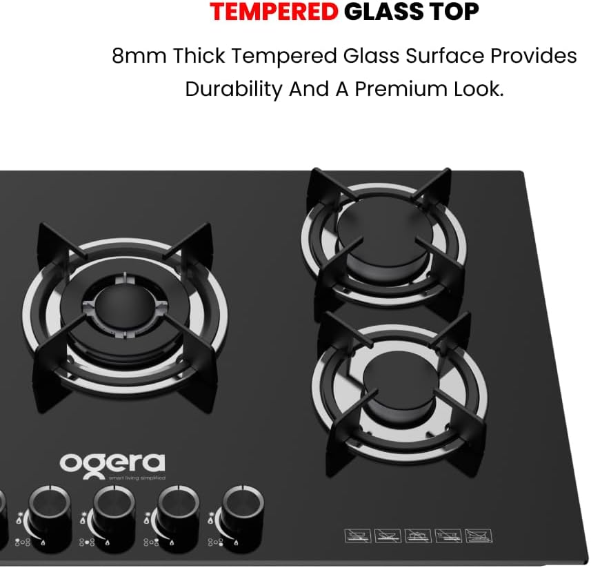Ogera 5-in-1 Built-In Gas Hob OG3021GC | 5 Burner Auto Ignition Gas Stove