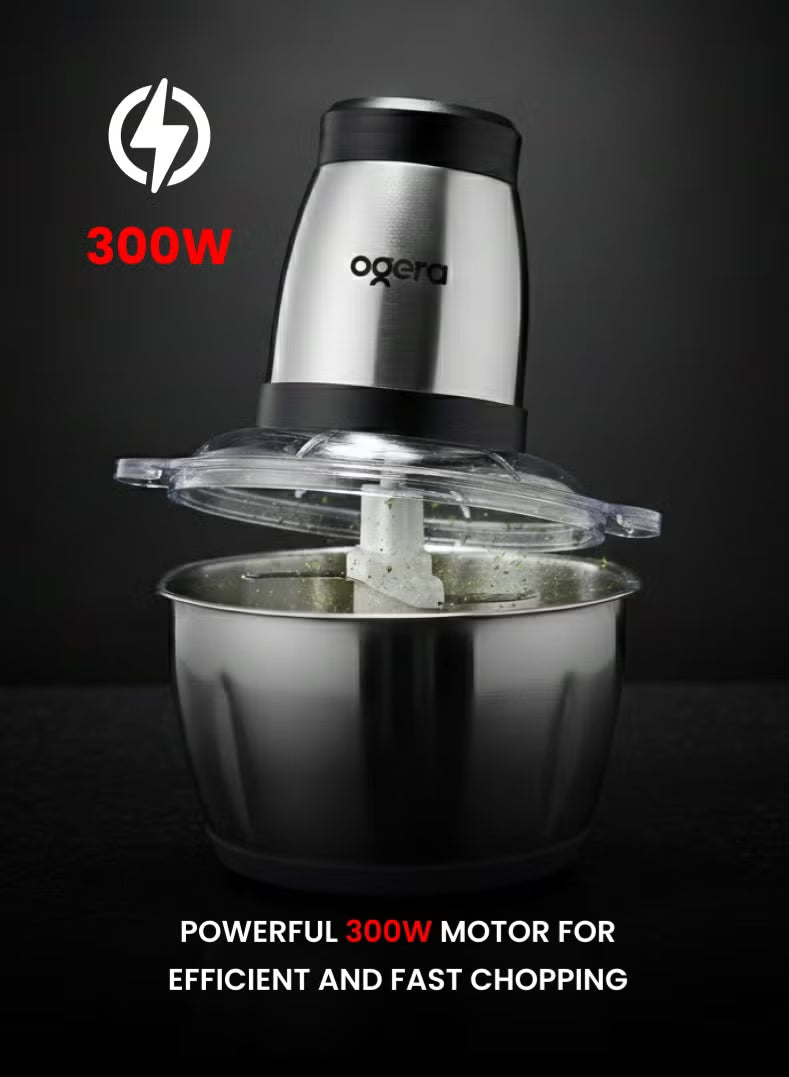 Ogera Electric Food Chopper & Mincer XXL 2.0L Stainless Steel Bowl Anti-Slip Base OG4000FC