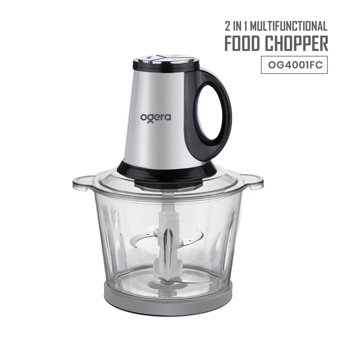 Ogera OG4001FC Electric Food Chopper 2 in 1 with Glass Bowl 3L 650W