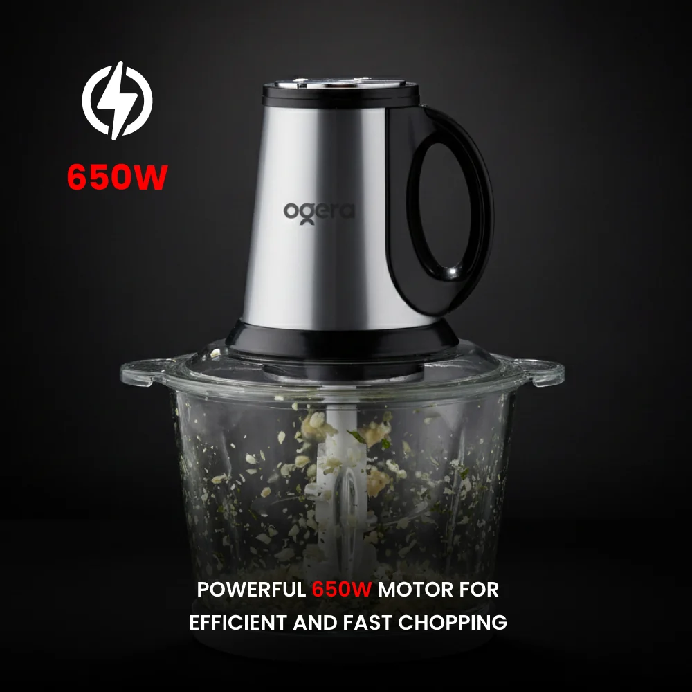 Ogera OG4001FC Electric Food Chopper 2 in 1 with Glass Bowl 3L 650W