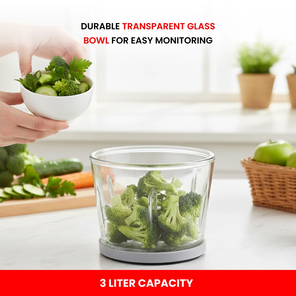 Ogera OG4001FC Electric Food Chopper 2 in 1 with Glass Bowl 3L 650W