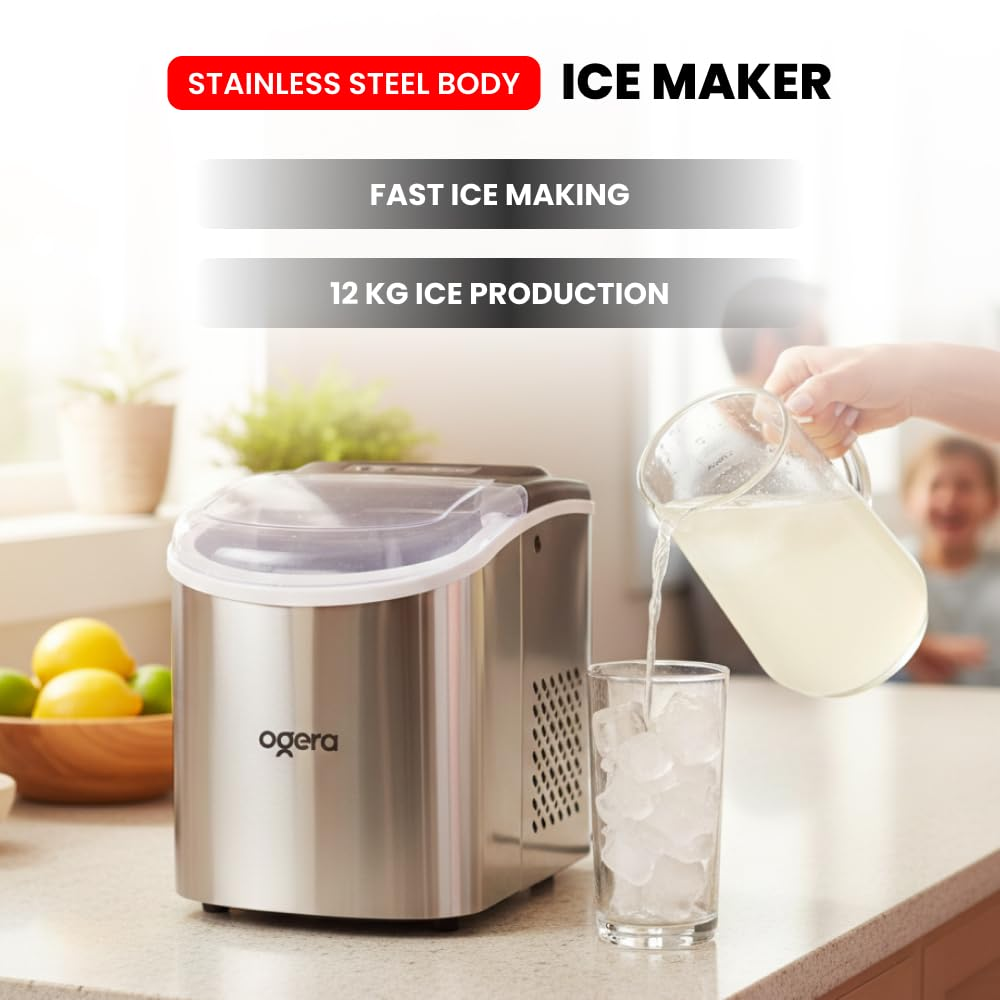 Ogera Ice Maker Og140im – 12kg Portable Ice Machine For Home Office & Café Og140im