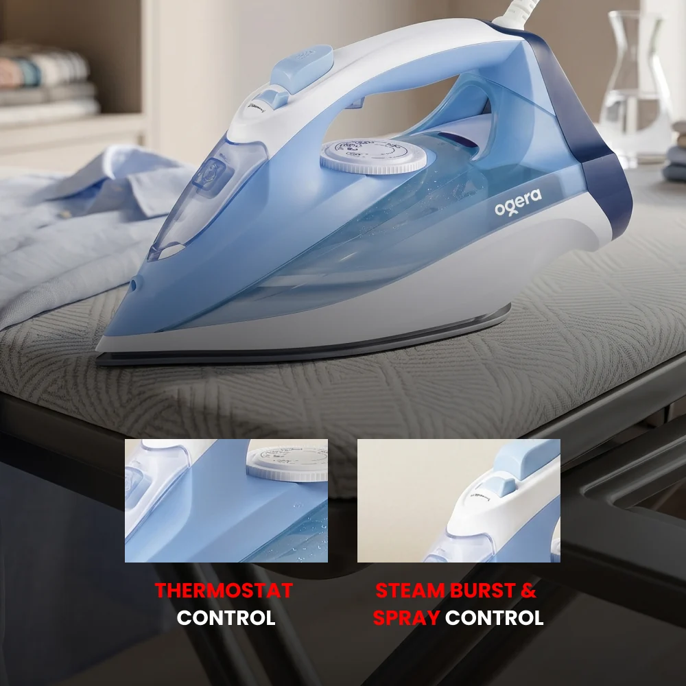 Ogera Steam Iron 2200W Ceramic Soleplate Anti-Drip Function Smart Auto Shut-Off OG51SI