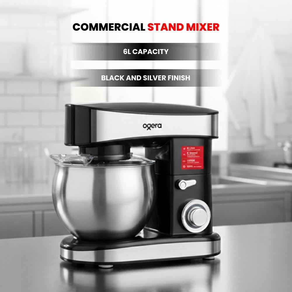 Ogera 1200W Stand Mixer 6L Stainless Steel Mixing Bowl 6-Speed OG1201SM