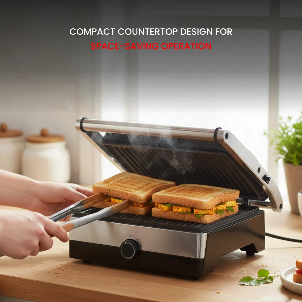 Ogera Commercial Grill Toaster 2000W Clamshell Press with Non-Stick Grill Plates OG1300GT