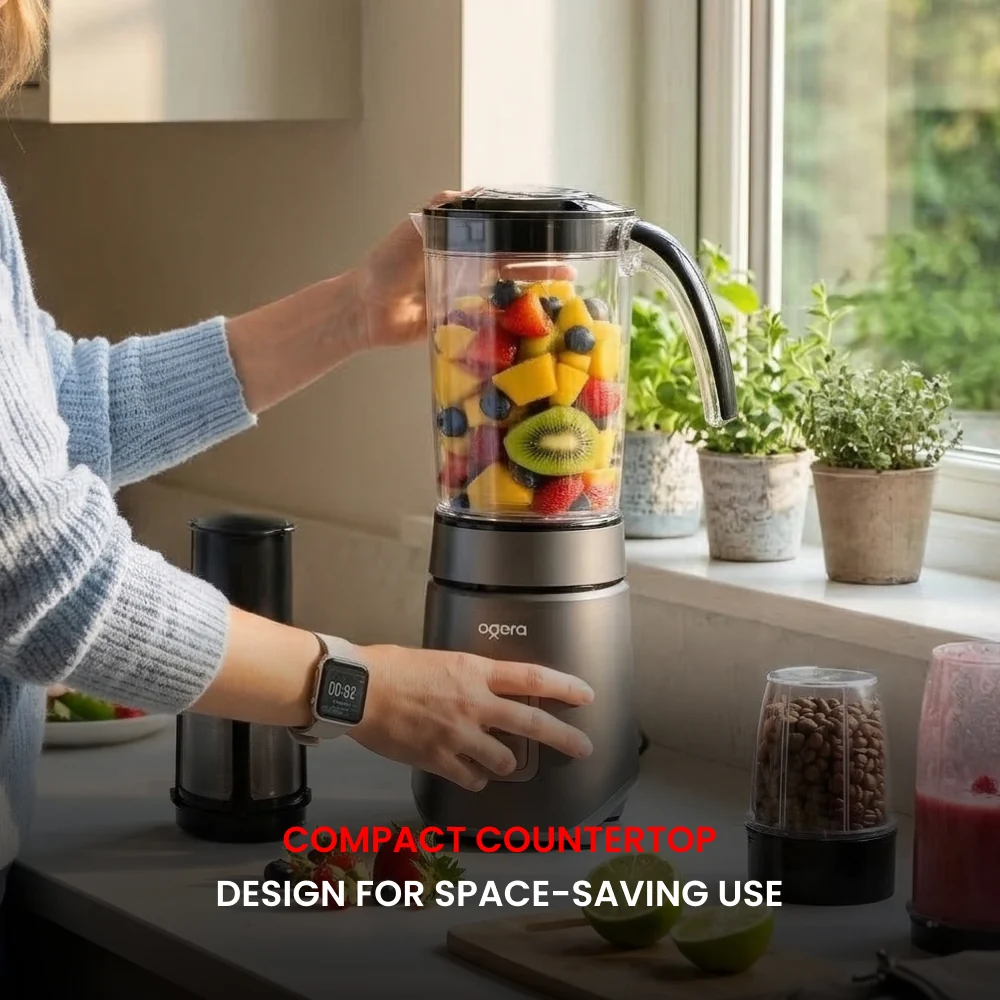 Ogera 5‑in‑1 Smoothie Maker 500W | Personal Blender with Multiple Jars & Attachments 100% Copper Motor