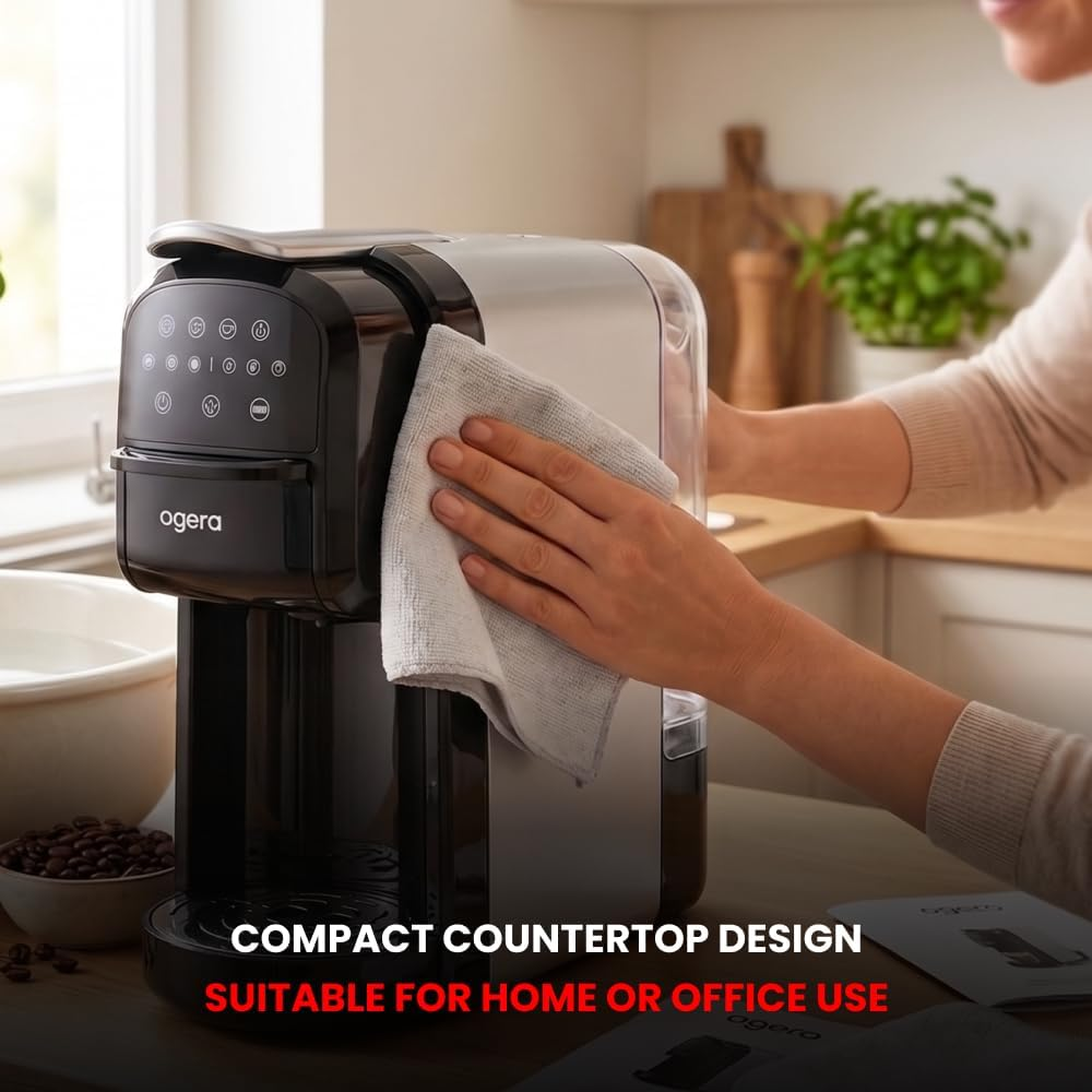 Ogera 3 in 1 Espresso Coffee Maker 1400W Power 20 Bar Pressure Pump Digital Touch Control OG1400EC
