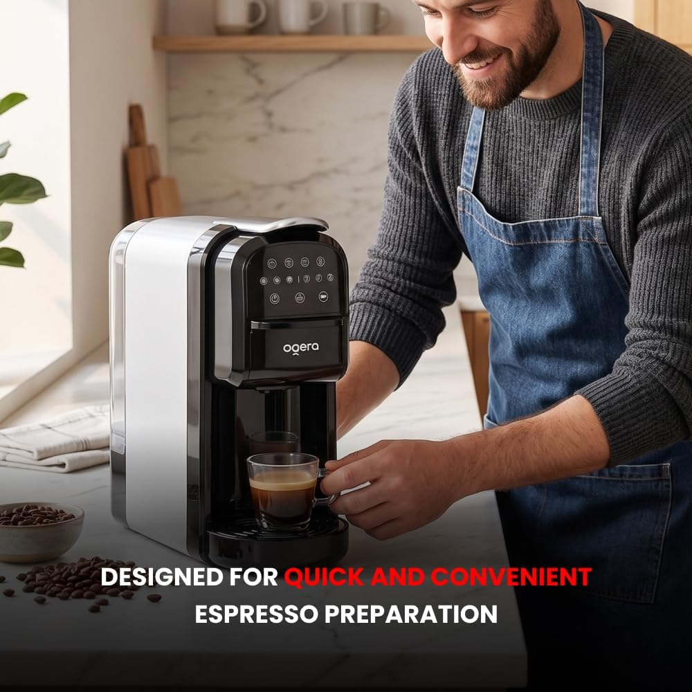 Ogera 3 in 1 Espresso Coffee Maker 1400W Power 20 Bar Pressure Pump Digital Touch Control OG1400EC